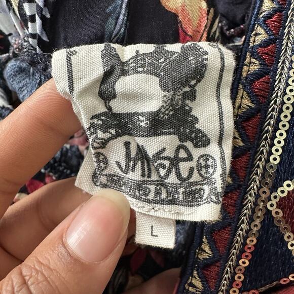 JAASE Boho Festival Floral Wide Leg Palazzo Pants Travel Sequins Hippie Resort - Picture 7 of 12